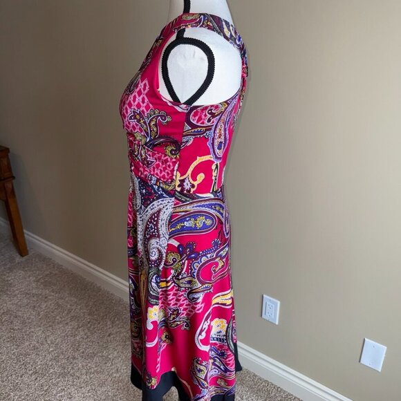 George pink colorful sleeveless summer dress with asymmetrical hem - Picture 3 of 13